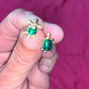 Tiny turtle gold earrings pierced with backs